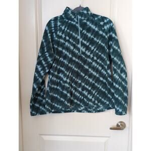 Eddie Bauer extra large quarter zip fleece blue leaf detail